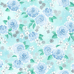 3602-001 Floating Floral-aqua